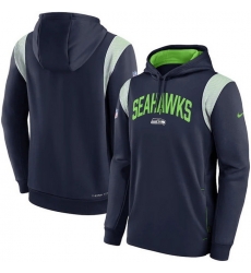 Men Seattle Seahawks College Navy Sideline Stack Performance Pullover Hoodie 002