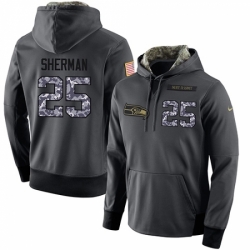 NFL Mens Nike Seattle Seahawks 25 Richard Sherman Stitched Black Anthracite Salute to Service Player Performance Hoodie