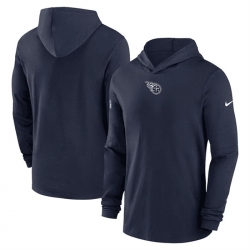 Men Tennessee Titans Navy Sideline Performance Long Sleeve Hoodie T Shirt