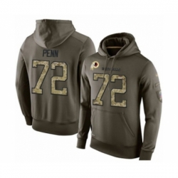 Football Mens Washington Redskins 72 Donald Penn Green Salute To Service Pullover Hoodie