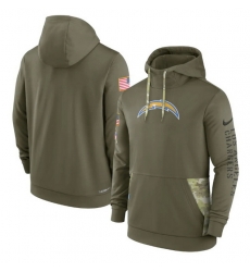 Men Los Angeles Chargers 2022 Olive Salute To Service Therma Performance Pullover Hoodie