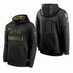 Men Los Angeles Chargers 81 Mike Williams Black 2020 Salute To Service Sideline Performance Pullover Hoodie