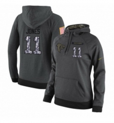 NFL Womens Nike Atlanta Falcons 11 Julio Jones Stitched Black Anthracite Salute to Service Player Performance Hoodie