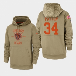 Mens Chicago Bears 34 Walter Payton 2019 Salute to Service Sideline Therma Pullover Hoodie Tan