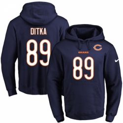 NFL Mens Nike Chicago Bears 89 Mike Ditka Navy Blue Name Number Pullover Hoodie