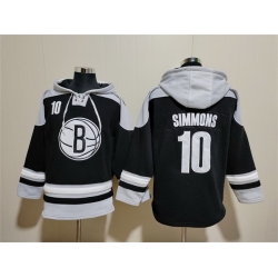 Men Brooklyn Nets 10 Ben Simmons Black Lace Up Pullover Hoodie