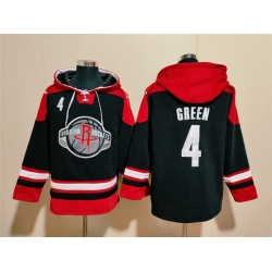 Men Houston Rockets 4 Jalen Green Black Red Lace Up Pullover Hoodie