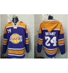 Men Los Angeles Lakers Kobe Bryant 24 Purple Yellow Stitched NBA Hoodie