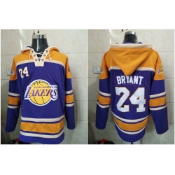 Men Los Angeles Lakers Kobe Bryant 24 Purple Yellow Stitched NBA Hoodie