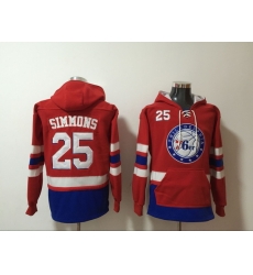 Men's Philadelphia 76ers #25 Ben Simmons Red Stitched Hoody