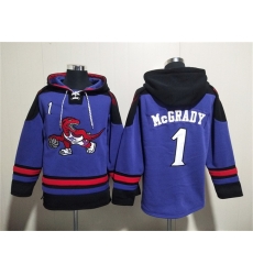 Men Toronto Raptors 1 Tracy McGrady Purple Lace Up Pullover Hoodie