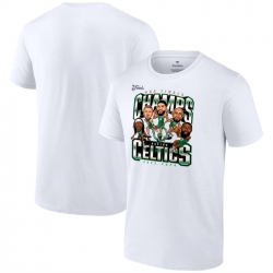 Men Boston Celtics White 2024 Finals Champions Pull Up Jumper Caricature T Shirt