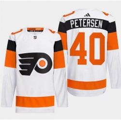 Men Philadelphia Flyers 40 Cal Petersen White 2024 Stadium Series Stitched Jersey