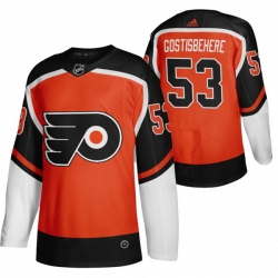 Men Philadelphia Flyers 53 Shayne Gostisbehere Orange Adidas 2020 21 Reverse Retro Alternate NHL Jersey