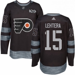 Mens Adidas Philadelphia Flyers 15 Jori Lehtera Premier Black 1917 2017 100th Anniversary NHL Jersey 