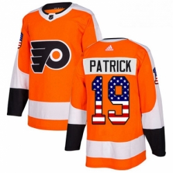 Mens Adidas Philadelphia Flyers 19 Nolan Patrick Authentic Orange USA Flag Fashion NHL Jersey 