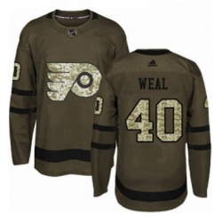 Mens Adidas Philadelphia Flyers 40 Jordan Weal Premier Green Salute to Service NHL Jersey 