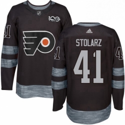 Mens Adidas Philadelphia Flyers 41 Anthony Stolarz Authentic Black 1917 2017 100th Anniversary NHL Jersey 