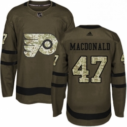 Mens Adidas Philadelphia Flyers 47 Andrew MacDonald Authentic Green Salute to Service NHL Jersey 