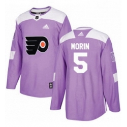 Mens Adidas Philadelphia Flyers 5 Samuel Morin Authentic Purple Fights Cancer Practice NHL Jersey 