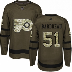 Mens Adidas Philadelphia Flyers 51 Cole Bardreau Authentic Green Salute to Service NHL Jersey 