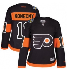 Flyers #11 Travis Konecny Black 2017 Stadium Series Womens Stitched NHL Jersey