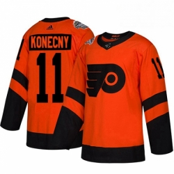 Womens Adidas Philadelphia Flyers 11 Travis Konecny Orange Authentic 2019 Stadium Series Stitched NHL Jersey 