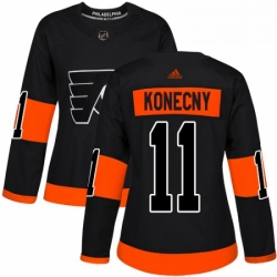 Womens Adidas Philadelphia Flyers 11 Travis Konecny Premier Black Alternate NHL Jersey 