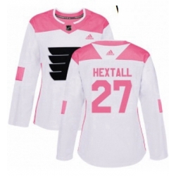 Womens Adidas Philadelphia Flyers 27 Ron Hextall Authentic WhitePink Fashion NHL Jersey 