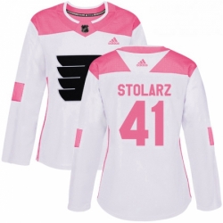 Womens Adidas Philadelphia Flyers 41 Anthony Stolarz Authentic WhitePink Fashion NHL Jersey 