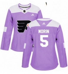 Womens Adidas Philadelphia Flyers 5 Samuel Morin Authentic Purple Fights Cancer Practice NHL Jersey 