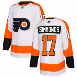 Youth Adidas Philadelphia Flyers 17 Wayne Simmonds Authentic White Away NHL Jersey 