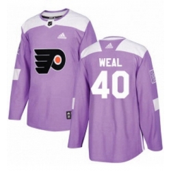 Youth Adidas Philadelphia Flyers 40 Jordan Weal Authentic Purple Fights Cancer Practice NHL Jersey 