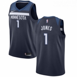 Mens Nike Minnesota Timberwolves 1 Tyus Jones Swingman Navy Blue Road NBA Jersey Icon Edition