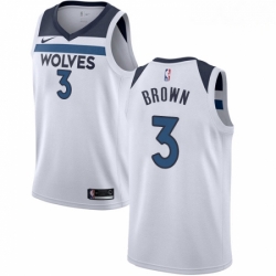 Mens Nike Minnesota Timberwolves 3 Anthony Brown Swingman White NBA Jersey Association Edition 