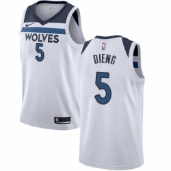 Mens Nike Minnesota Timberwolves 5 Gorgui Dieng Authentic White NBA Jersey Association Edition