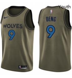 Youth Nike Minnesota Timberwolves 9 Luol Deng Swingman Green Salute to Service NBA Jersey 