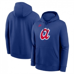 Men Atlanta Braves Royal Cooperstown Collection Logo Club Pullover Hoodie