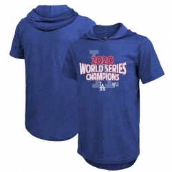 Men Los Angeles Dodgers 2020 World Series Champions Game Time Short Sleeve Pullover Hoodie Royal