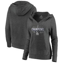 Women Los Angeles Dodgers Women 2020 World Series Champions Locker Room Pullover Hoodie Heather Charcoal