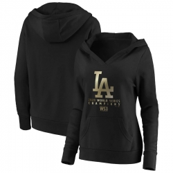 Women Los Angeles Dodgers Women 2020 World Series Champions Parade Crossover Neck Pullover Hoodie Black