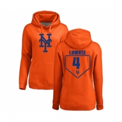 Baseball Women New York Mets 4 Jed Lowrie Orange RBI Pullover Hoodie