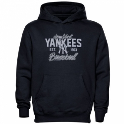 Men MLB New York Yankees Script Baseball Pullover Hoodie Navy Blue