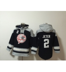 Men New York Yankees 2 Derek Jeter Stitched Hoodie