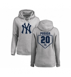 MLB Women Nike New York Yankees 20 Jorge Posada Gray RBI Pullover Hoodie