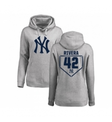 MLB Women Nike New York Yankees 42 Mariano Rivera Gray RBI Pullover Hoodie