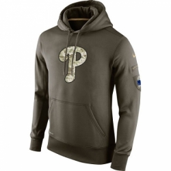 MLB Men Philadelphia Phillies Nike Olive Salute To Service KO Performance Hoodie