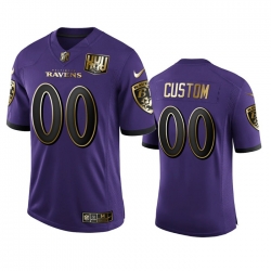 Men Women Youth Toddler Baltimore Ravens Custom Men Nike Purple Team 25th Season Golden Limited NFL Jersey