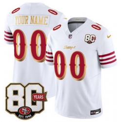Men San Francisco 49ers Active Player Custom White Gold 80th Anniversary Patch  Rivalries  2026 F U S E  Vapor Untouchabl Limited Stitched Football Jersey
