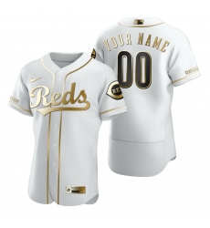 Men Women Youth Toddler Cincinnati Reds White Gold Custom Nike MLB Flex Base Jersey